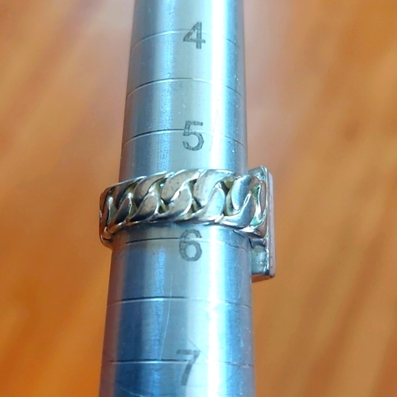 Silver Amber Colored Rectangle Ring Size 5.25 - Picture 6 of 7